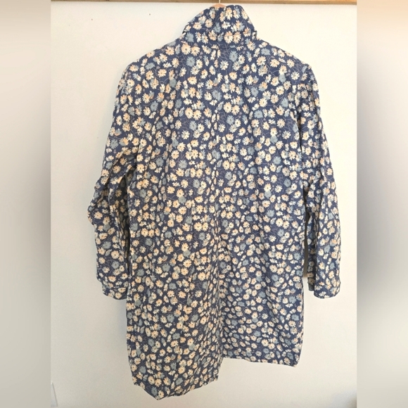 Madewell blue and white floral drawstring waist snap front raincoat | XS - Picture 6 of 7